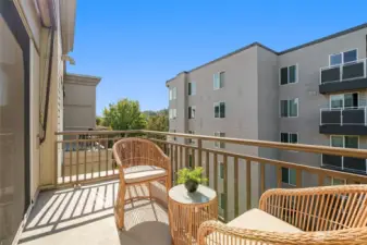 You can look south from the balconies toward the West Seattle Golf Course and Camp Long.