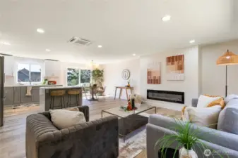 Natural light and great views from the kitchen, dinning and living room