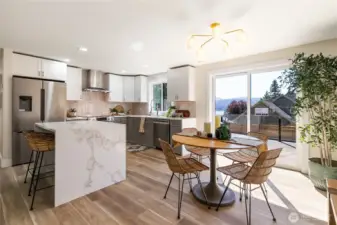 Quartz counter tops and stainless steel appliances