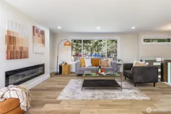 Fireplaces upstairs and downstairs. Both give off heat.