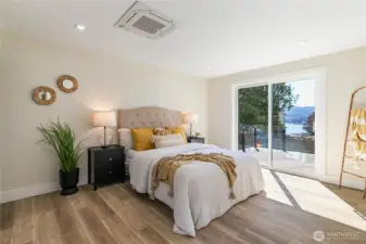 Wake up to views of the lake from the primary