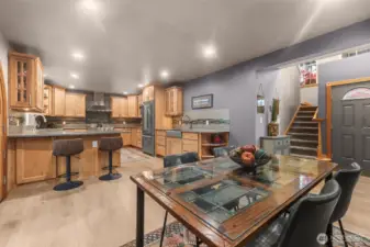 Plenty of space in this expansive kitchen with dining area.