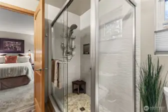 Remodeled shower is a HUGE upgrade from the original.