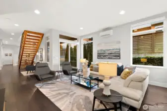 Large family room separated from the kitchen/dining, but in close proximity