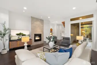 Gorgeous tile fireplace, double-sided