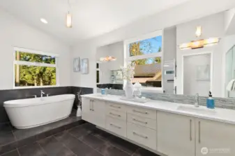 The primary bath is an oasis in itself