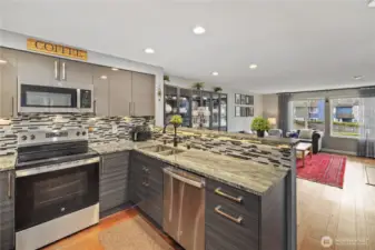 Family and friends can mingle in the kitchen when you cook…