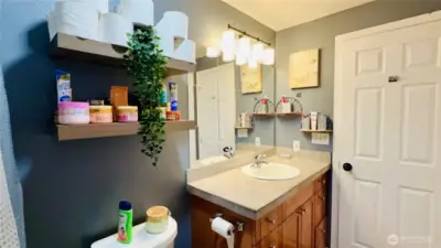 Convenient access from the Primary Bedroom to the jack and Jill full bathroom. Clean, well kept and updated.