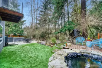 Low maintenance turf frees up the home owner's time for relaxing in your hot tub.