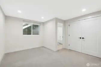 Lower-level ADU-ready suite with full bath offers flexibility for guests, multigenerational living, or rental potential