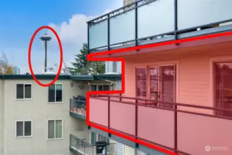 YOUR Private Balcony Deck shows off Our Seattle Space Needle