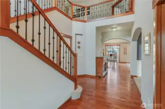 Entry provides access to staircase, office/den/guest room, dining space, coat closet and ultimately the great room, kitchen, 3/4 bath and laundry room.