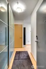 Upon entering, you walk into a wide spacious entryway with additional storage.