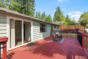 Deck with slider into living room