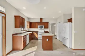 Spacious kitchen with island