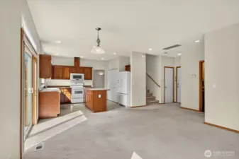 Family room connected to the kitchen