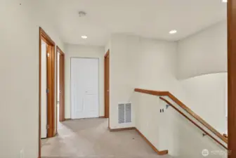 Upstairs landing with linen closet