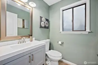 1/2 bath on main floor with updated vanity