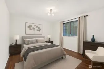 **Virtually Staged Second Bedroom with Vinyl hardwood floors.