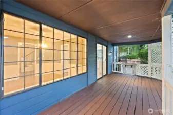 Wrap around porch looking into the dining room.