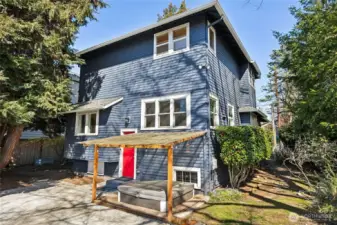 EV Charger on side of the corner of the house.