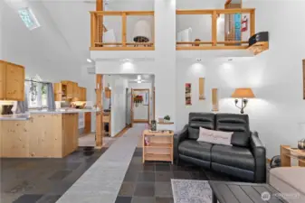 Living with second story nook above