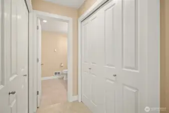 Twin closets in primary bedroom