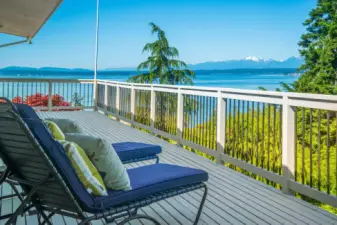 The large deck will never get old. On a clear day, this view of the Olympics is hard to beat.