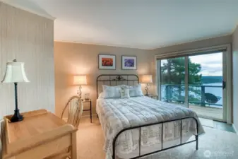 The second bedroom has an ensuite 3/4 bathroom and a personal deck.