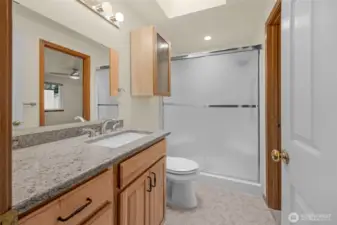 Walk-in shower in Primary BR ensuite bath.