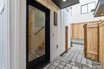 Main entrance, fully fenced in