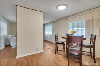 Dining area is connected to main living area