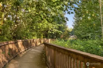 Rainier Vista offers a wonderful trail system for walking, biking, or strolling! This bridge connects to Rainier Vista's main neighborhood park