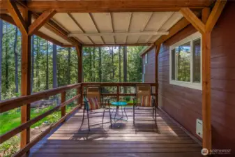 Spacious deck with cover.