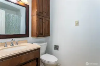 Main bathroom with tub/shower off the hall.
