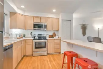 Sit at the bar in the kitchen for on the go meals