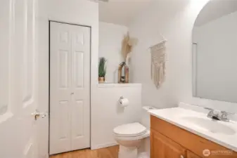 The powder room just off the garage