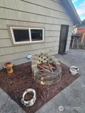 Patio with fire pit.