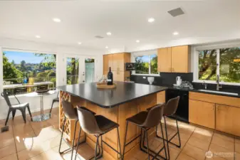 The large center island is the perfect gathering space.