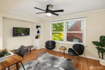 The first bedroom on the main floor can work well as an office.