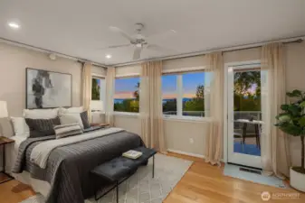 The second bedroom on the upper level also has its own full bath and a door to the view deck.