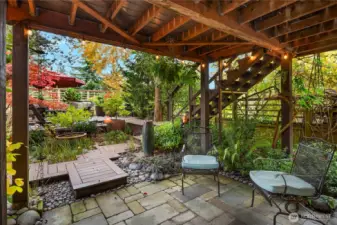 Pennsylvania Bluestone patio with remote-controlled fountain.