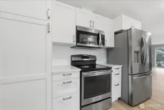 Kitchen with new microwave