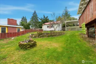 Backyard with firepit