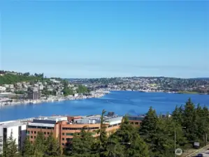 BBQ rooftop deck view of Lake Union, Gasworks Park