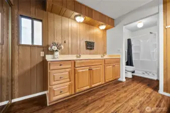Primary Bathroom with Dual Sinks and big walk in shower