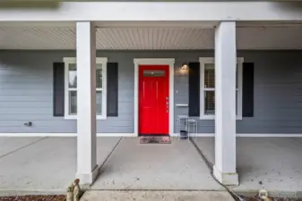 Front entry also has a peaceful water feature (not visible in picture but plugs in where plant pot shows under small white table)