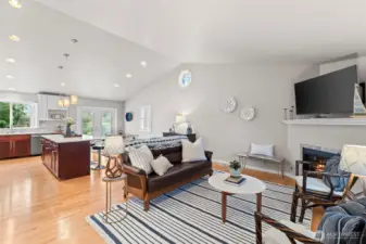 View from entry door of main living area / great room space. Ample lighting and cabling are provided throughout the home for many options.