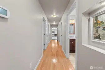 Hallway is extra wide, another feature to help with accessibility and moving in large furniture.