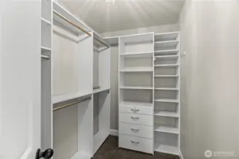 walk in closet in the primary suite
